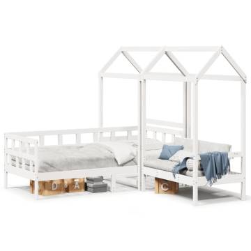 Day Bed Set with Roof White 90x190 cm Solid Pine - HipoMarket