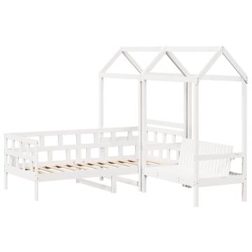 Day Bed Set with Roof White 90x190 cm Solid Pine - HipoMarket