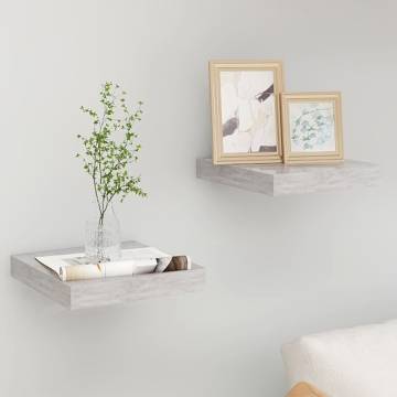 Floating Wall Shelves - Concrete Grey | Set of 2 | 23x23.5cm