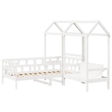 Day Bed Set with Roof - White Solid Pine 90x200 cm