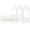 Day Bed Set with Roof - White Solid Pine 90x200 cm