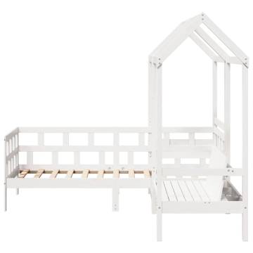 Day Bed Set with Roof - White Solid Pine 90x200 cm