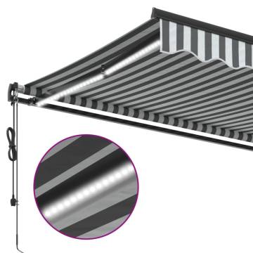 Automatic Retractable Awning with LEDs - Anthracite & White 400x350 cm