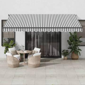 Manual Retractable Awning with LEDs - Anthracite & White 450x350 cm