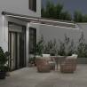 Manual Retractable Awning with LEDs - Anthracite & White 450x350 cm