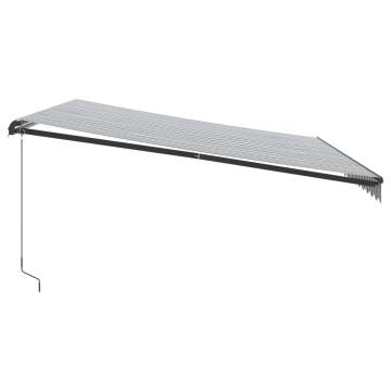 Manual Retractable Awning with LEDs - Anthracite & White 450x350 cm