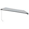 Manual Retractable Awning with LEDs - Anthracite & White 450x350 cm