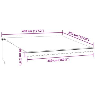 Manual Retractable Awning with LEDs - Anthracite & White 450x350 cm