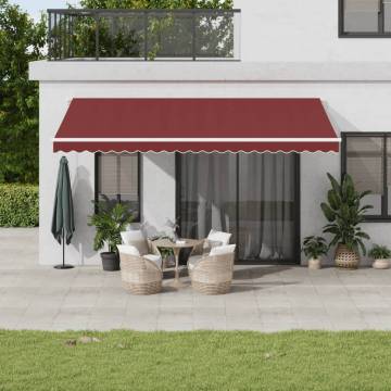 Manual Retractable Awning with LED - Burgundy 500x300 cm