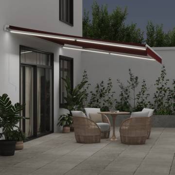 Manual Retractable Awning with LED - Burgundy 500x300 cm