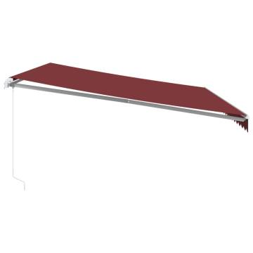 Manual Retractable Awning with LED - Burgundy 500x300 cm