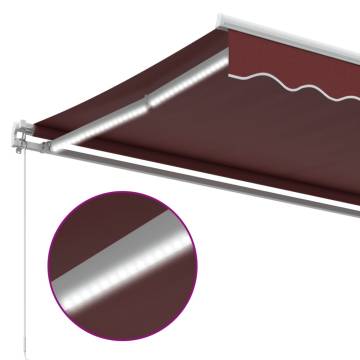 Manual Retractable Awning with LED - Burgundy 500x300 cm