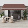 Manual Retractable Awning with LED Brown 400x350 cm | Hipo Market