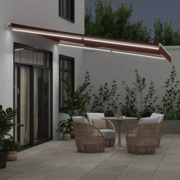 Manual Retractable Awning with LED Brown 400x350 cm | Hipo Market