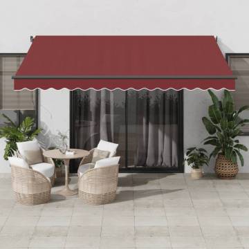 Manual Retractable Awning with LEDs - Burgundy 400x300 cm