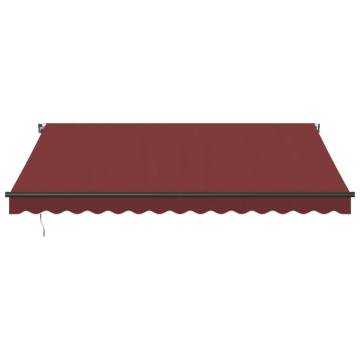 Manual Retractable Awning with LEDs - Burgundy 400x300 cm