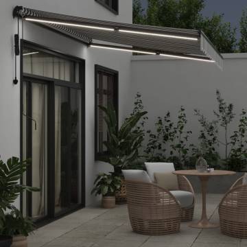 Automatic Retractable Awning with LEDs - Anthracite & White