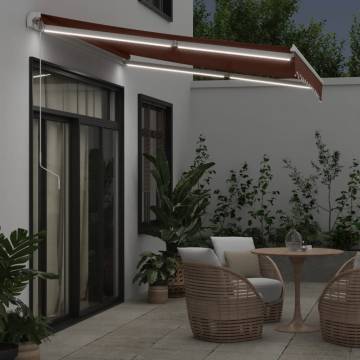 Manual Retractable Awning with LED - Brown 300x250 cm