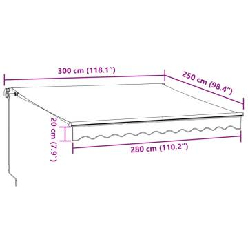 Manual Retractable Awning with LED - Brown 300x250 cm