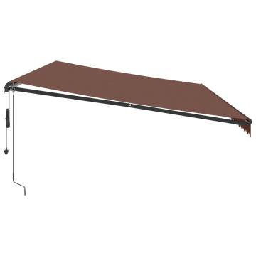 Automatic Retractable Awning with LEDs - Brown 600x350 cm