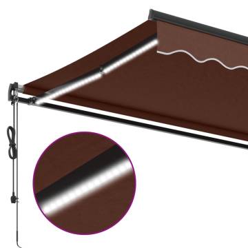 Automatic Retractable Awning with LEDs - Brown 600x350 cm