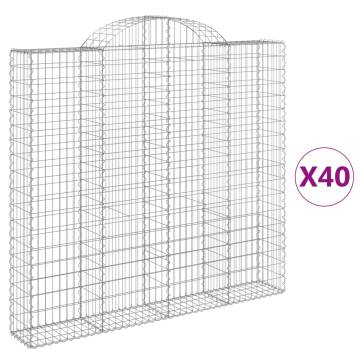 Arched Gabion Baskets - 40 pcs Galvanised Iron Garden Barriers