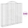 Arched Gabion Baskets - 40 pcs Galvanised Iron Garden Barriers