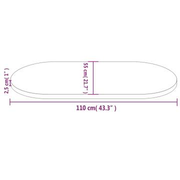 Table Top White 110x55 cm - Solid Pine Wood Oval - HipoMarket