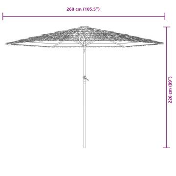 Garden Parasol with Steel Pole White - 268x268 cm