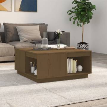 Elegant Honey Brown Solid Wood Coffee Table - 80x81 cm