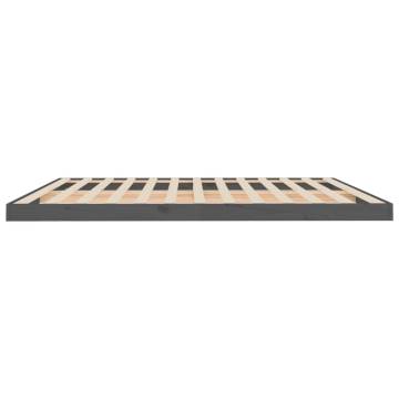 Grey Bed Frame 200x200 cm Solid Pine - Modern Design