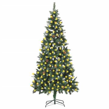 210 cm Pre-lit Christmas Tree with Pine Cones | HipoMarket