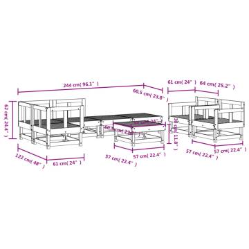 8 Piece Garden Lounge Set - Solid Pine Wood | HipoMarket