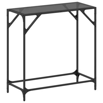 Stylish Console Table with Black Glass Top - 80x35x81 cm