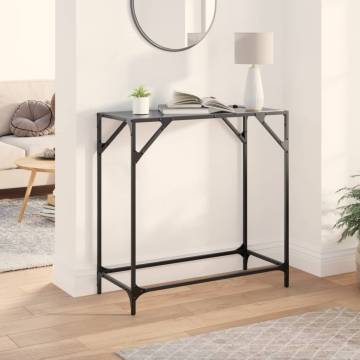 Stylish Console Table with Black Glass Top - 80x35x81 cm