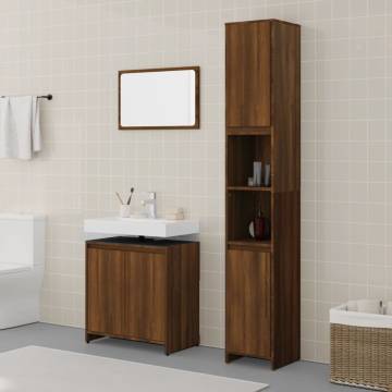 3 Piece Brown Oak Bathroom Furniture Set - Stylish & Practical