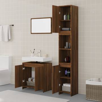 3 Piece Brown Oak Bathroom Furniture Set - Stylish & Practical