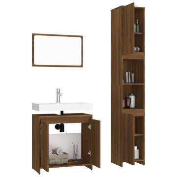 3 Piece Brown Oak Bathroom Furniture Set - Stylish & Practical