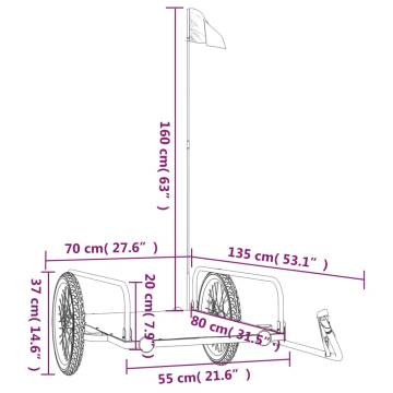 Bike Trailer Black 135x70 cm | Heavy Duty Iron Cargo