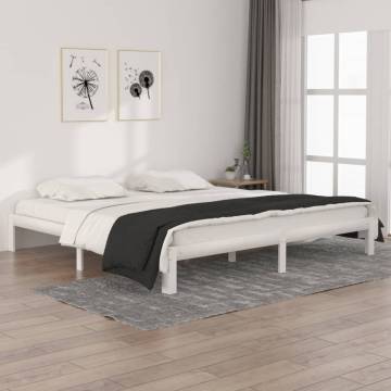 White Solid Wood Pine Bed Frame 200x200 cm - Modern Style