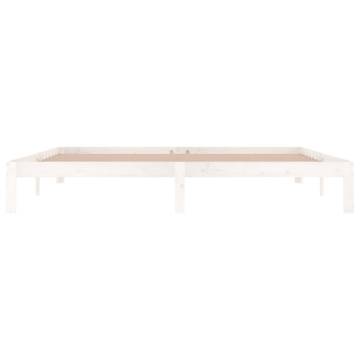 White Solid Wood Pine Bed Frame 200x200 cm - Modern Style