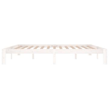 White Solid Wood Pine Bed Frame 200x200 cm - Modern Style