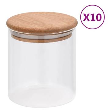 Storage Glass Jars with Bamboo Lid - 10 pcs 600 ml