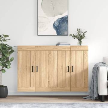 Elegant Wall Mounted Cabinets - 2 pcs Sonoma Oak | HipoMarket