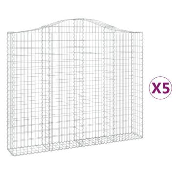 Arched Gabion Baskets - 5 pcs Galvanised Iron 200x30x160/180 cm