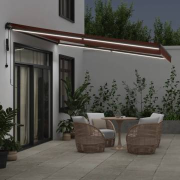 Automatic Retractable Awning with LEDs - Brown 400x300 cm