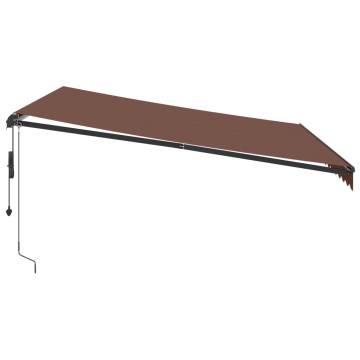 Automatic Retractable Awning with LEDs - Brown 400x300 cm