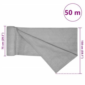 Privacy Net Light Grey 1.5x50m HDPE - Perfect for Gardens & Balconies