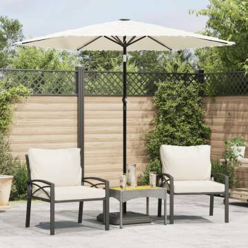 Garden Parasol with Steel Pole - White 223x223x213 cm