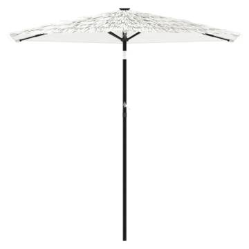 Garden Parasol with Steel Pole - White 223x223x213 cm